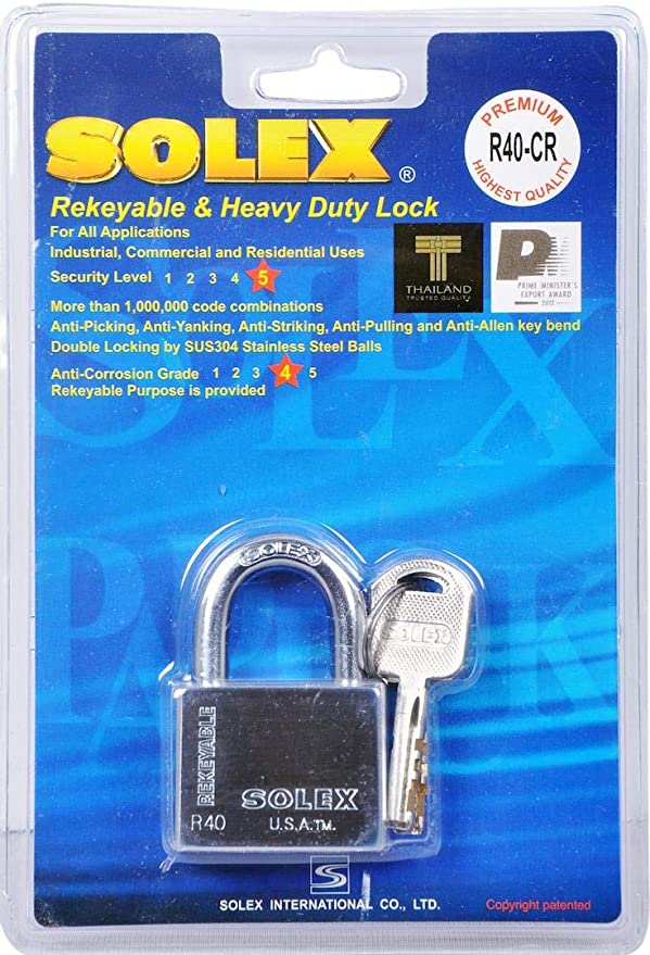 Solex Chrome Padlock 40mm
