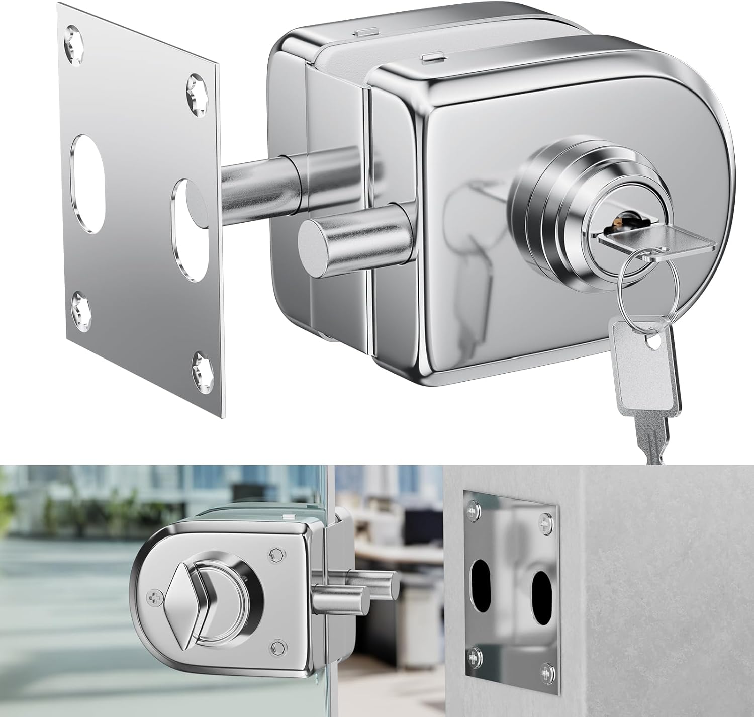Glass Door Lock SS304 Floor Latch Lock Bolt Ground Lock