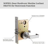 Commercial Heavy Duty Mortise Lockset Door Lever Lock Non-Handed Grade 1 Door Handle - Rose Only Keyed Lever Lockset, ADA, US32D Satin Chrome Finish for Classroom Door