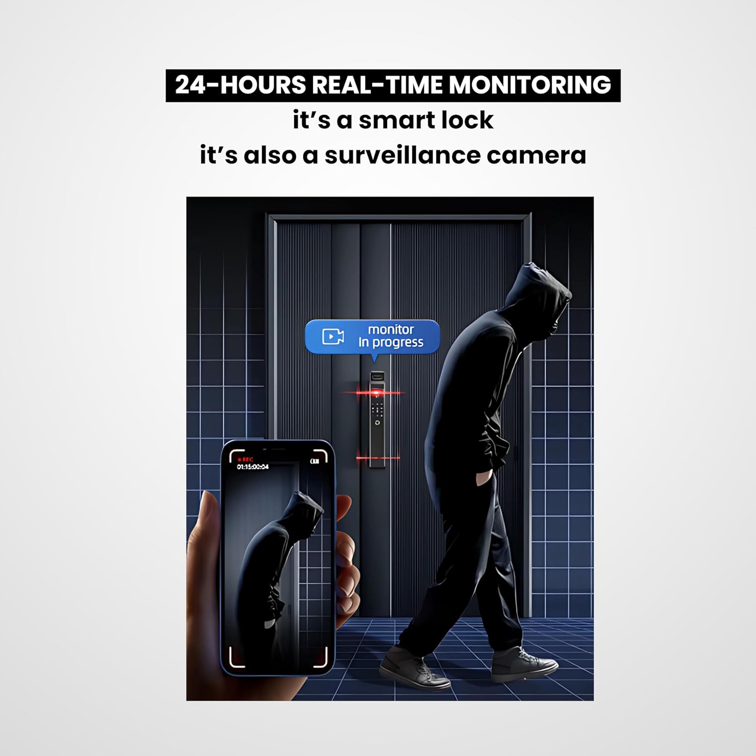 Altix A7 PRO Premium Smart Lock Face Recognition, Video Intercom, Live Video, Fingerprint, Passcode & IC Card Advanced Keyless Entry Door Lock with TT LOCK App Premium Zinc Alloy Build (Matt Black)