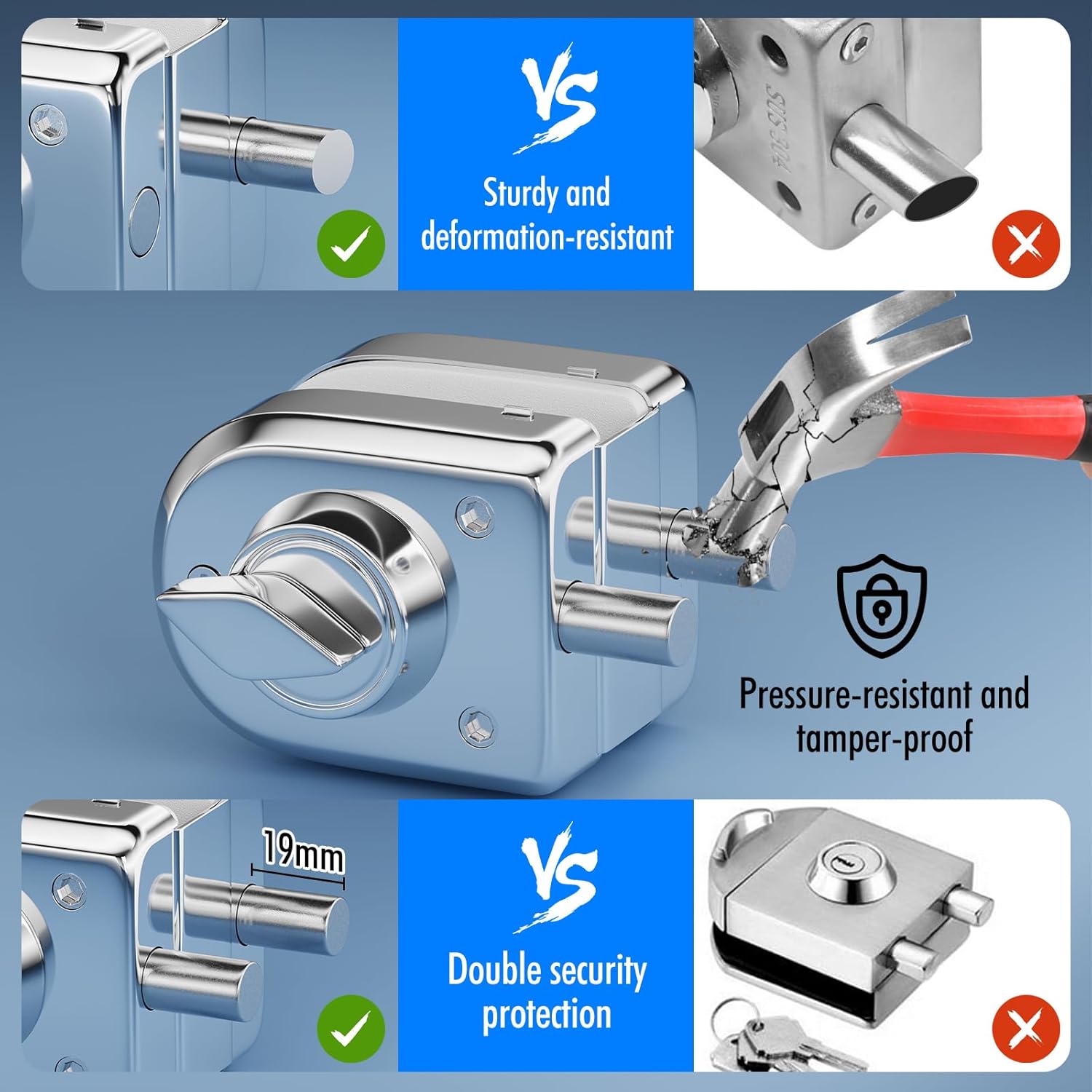 Glass Door Lock SS304 Floor Latch Lock Bolt Ground Lock