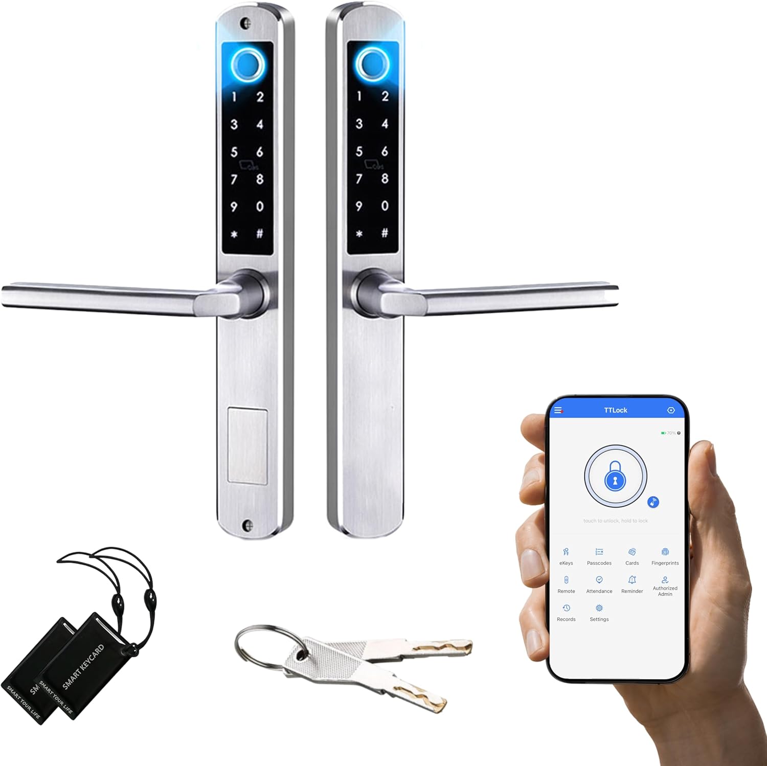 Altix A5FF Premium Smart Door Lock – Double-Sided Fingerprint, Keyless Entry, Slim Stainless Steel Design, IP65 Waterproof, TTLock App, Bluetooth, Keypad & IC Card Unlock