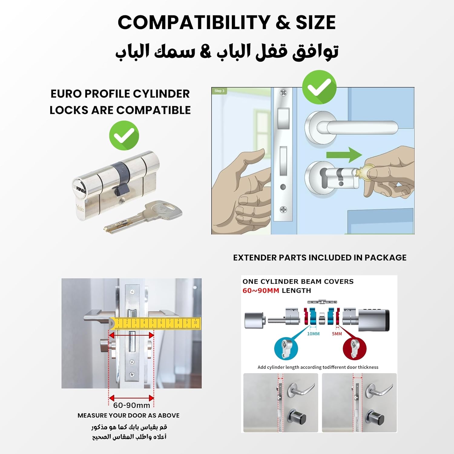 Altix CL1X TUYA Smart Door Lock Keyless | Fingerprint & Passcode | Bluetooth | Keycard & Key | DIY Install | Suitable for Home, Office | Highly Secure | Adjustable Length 60-90mm | Pearl Chrome NEW