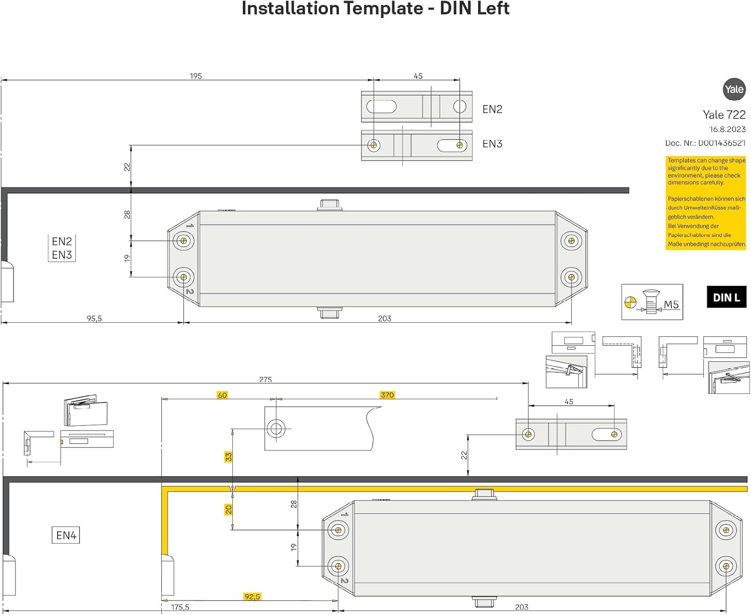 Yale 722 Pro Door Closer For up to 1100mm width and 80Kg door weight, 500,000 cycles tested, Adjustable Latching Speed, Fire rated, Silver