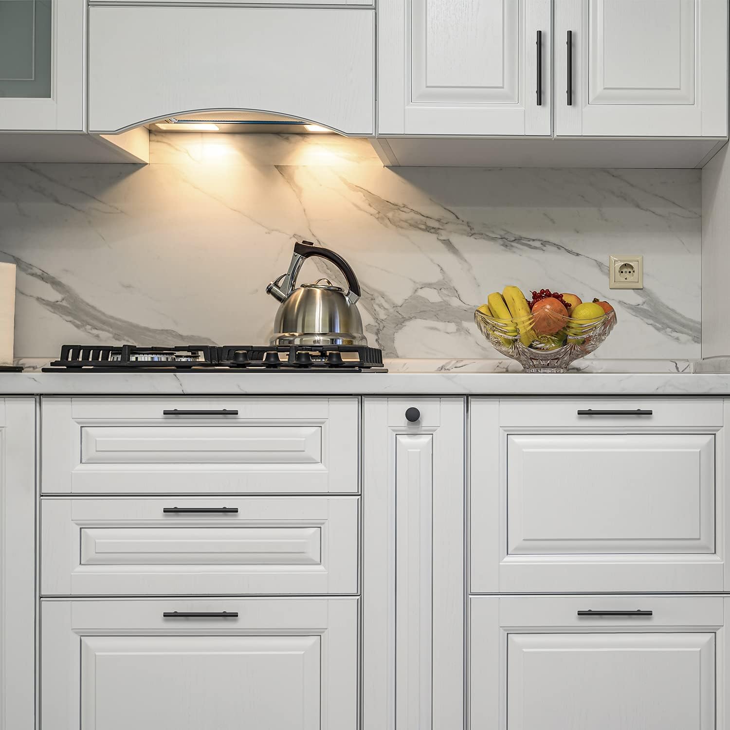 Cabinet Handles 7-3/8 inch Matte Black 5 inch Hole Center