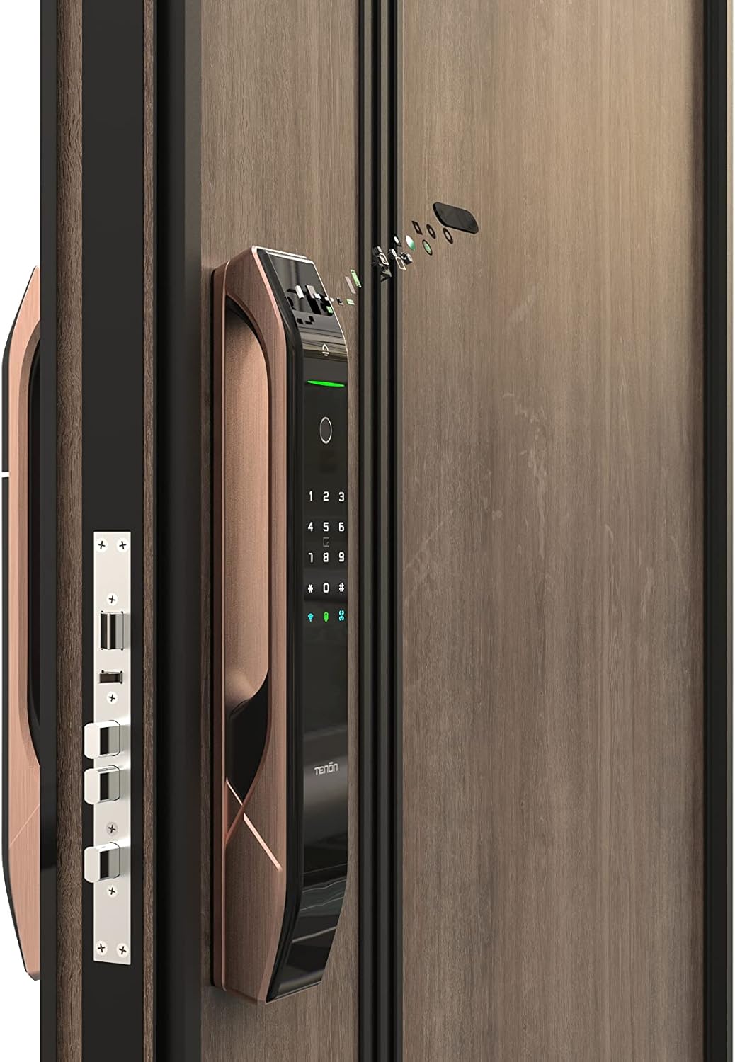 Altix A7X Smart Lock - 3D Facial Recognition | Fingerprint Biometric | Passcode | Bluetooth | Mechanical Key | 6068 Motorized Mortise | Zinc Alloy for Villas | Premium Security [A7X - Antique Copper]