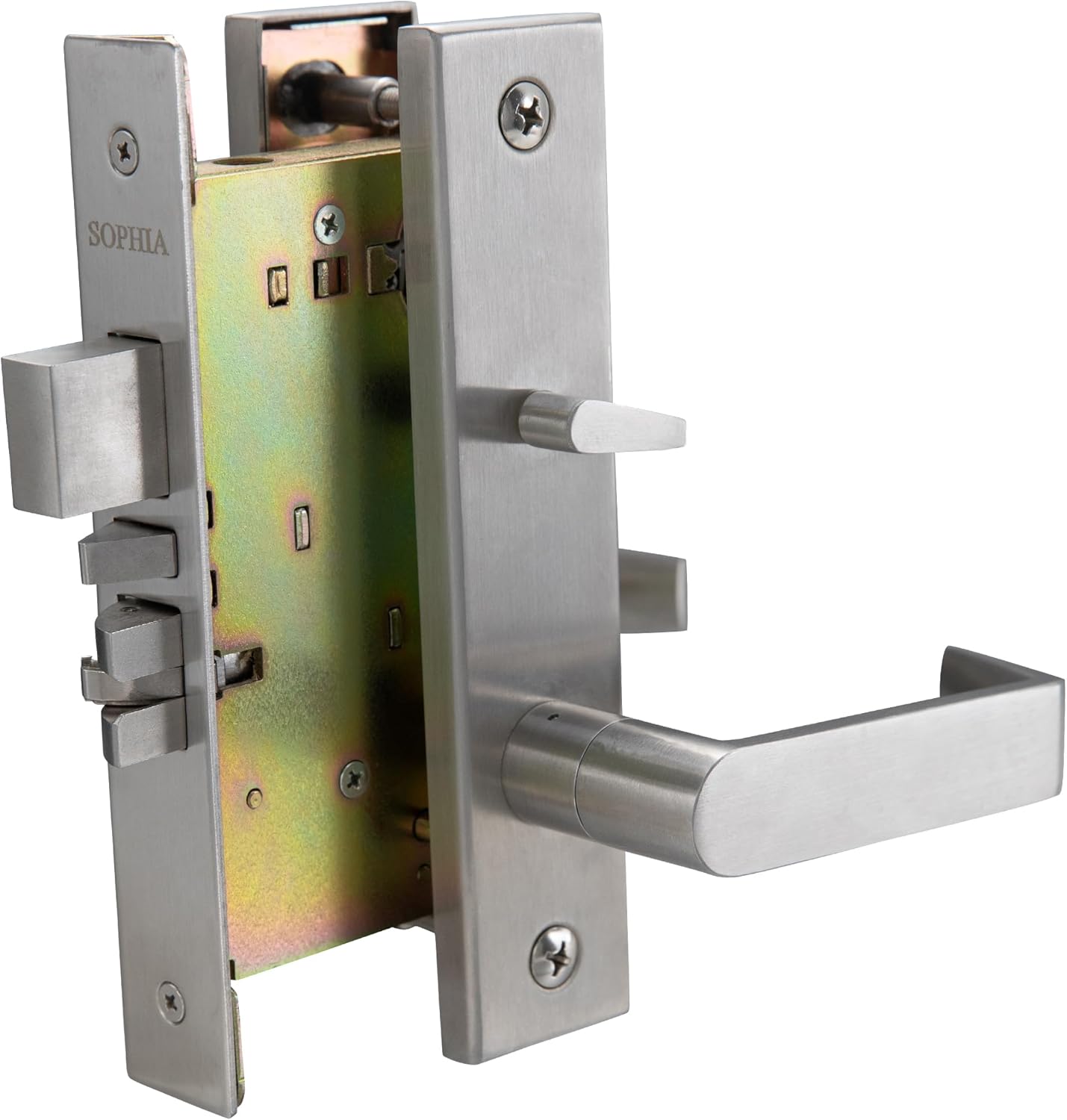 Commercial Heavy Duty Mortise Lockset Door Lever Lock Non-Handed Grade 1 Door Handle - Rose Only Keyed Lever Lockset, ADA, US32D Satin Chrome Finish for Classroom Door