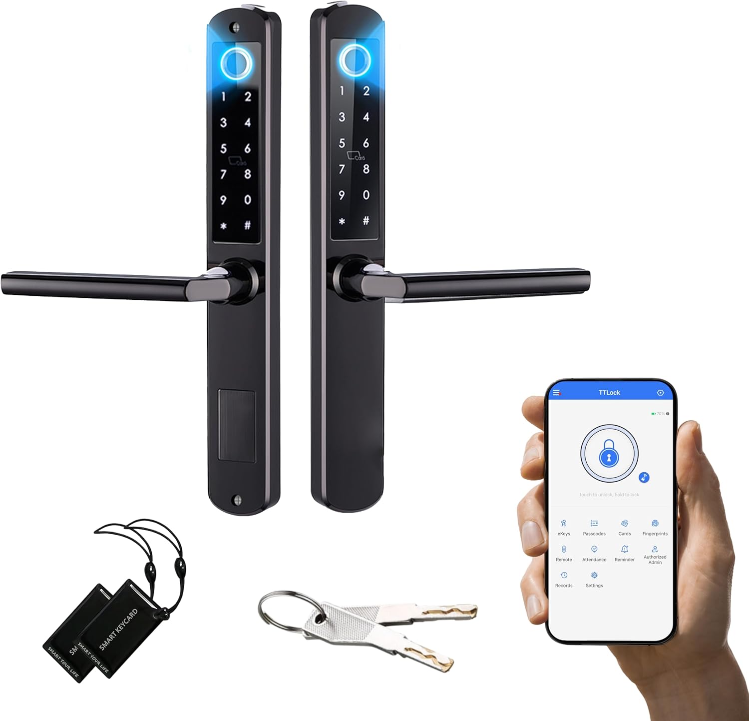 Altix A5FF Premium Smart Door Lock – Double-Sided Fingerprint, Keyless Entry, Slim Stainless Steel Design, IP65 Waterproof, TTLock App, Bluetooth, Keypad & IC Card Unlock