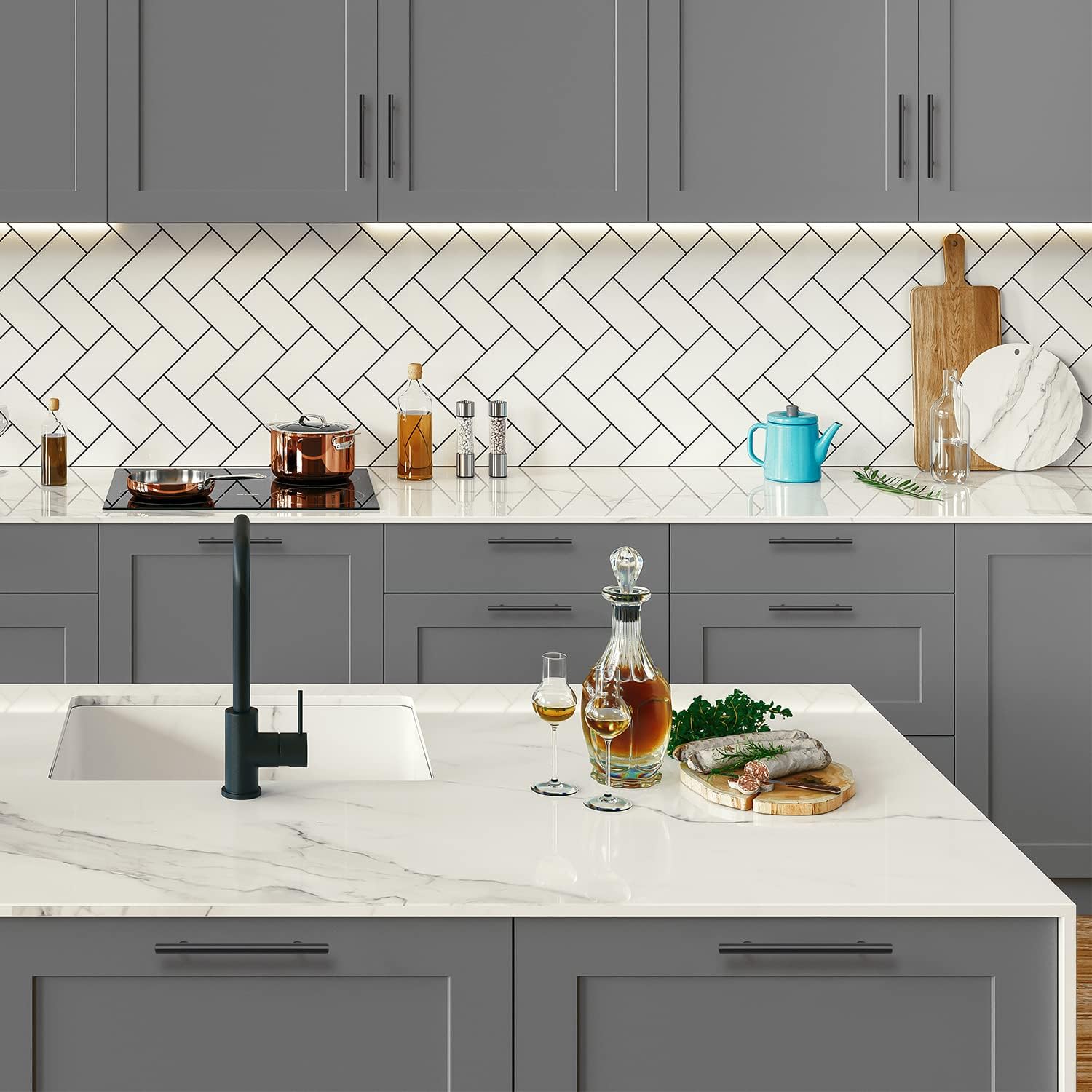 Cabinet Handles 7-3/8 inch Matte Black 5 inch Hole Center