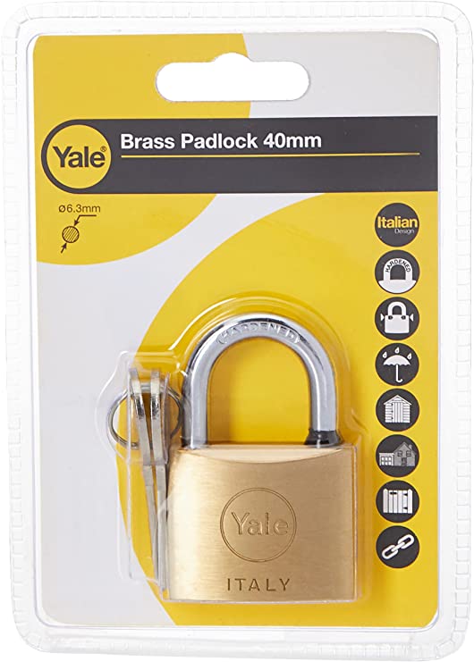 قفل نحاسي من سلسلة ييل 15-0110-4014-00-0201، مقاس 40 مم (بطاقة) 