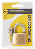 Yale 15-0110-4014-00-0201 110 Series Brass Padlock, 40mm (Card)