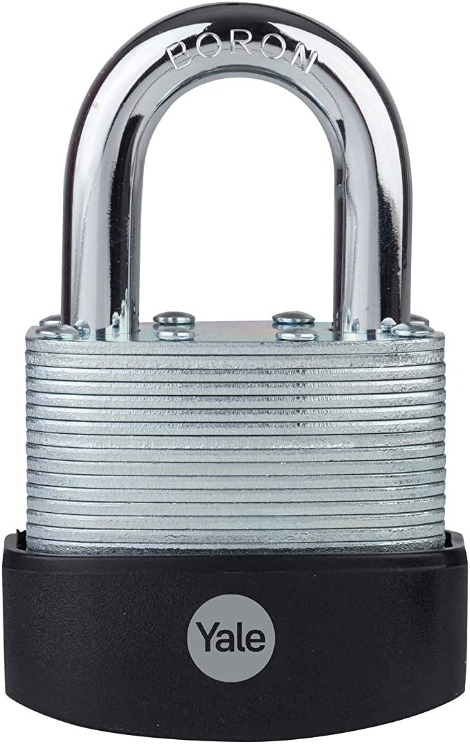 قفل Yale Y127B/55/129/1 - قفل مقاوم للعوامل الجوية من الفولاذ الرقائقي الواقي (55 مم) مع سلسلة من البورون بثلاثة مفاتيح