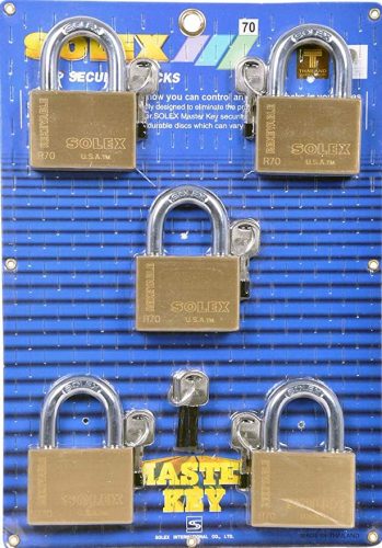 Solex Padlock 50mm Brass 5 pcs (Masterkey set 4key)