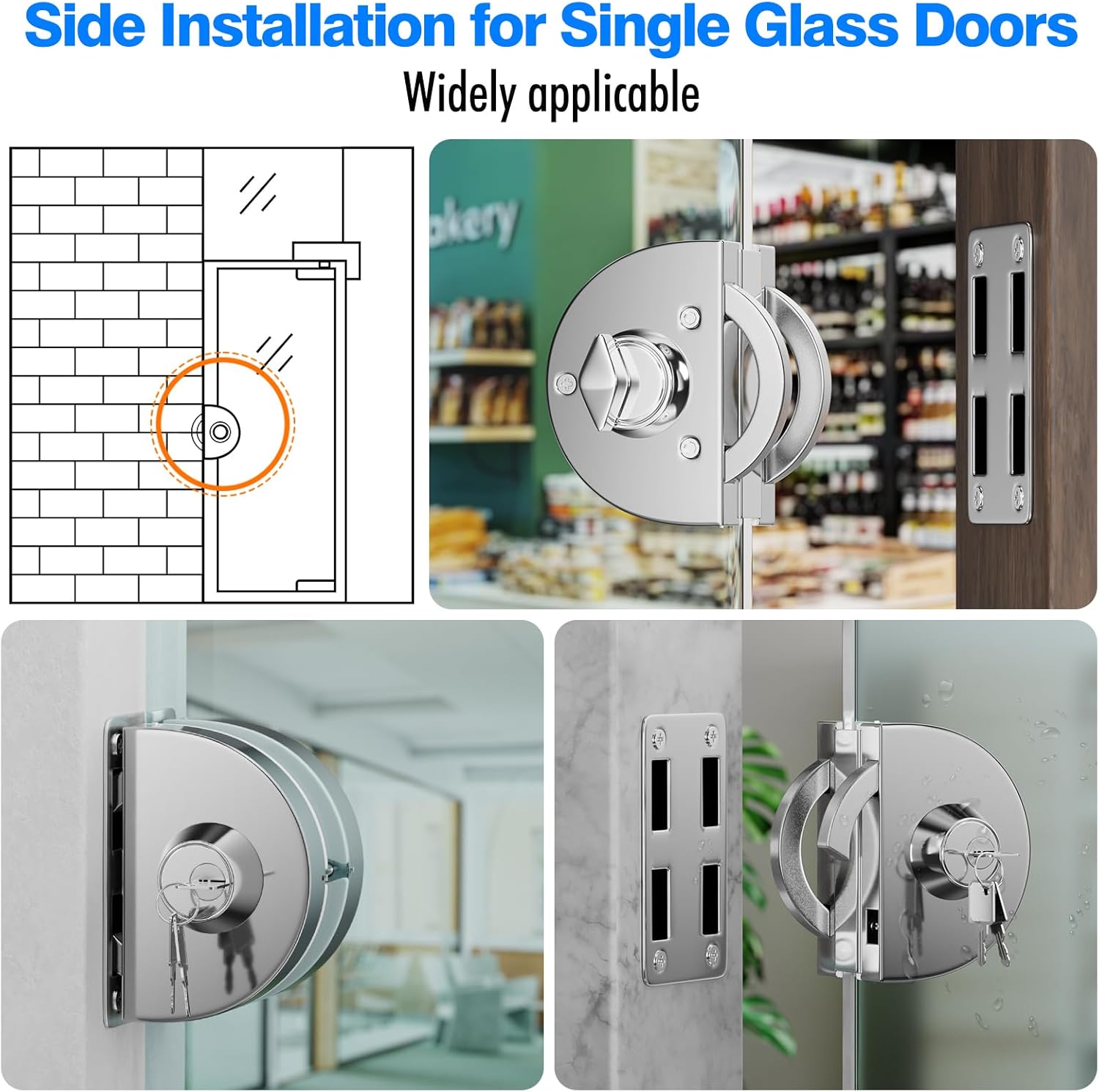 Glass Door Lock SS304 Floor Latch Lock Bolt Ground Lock