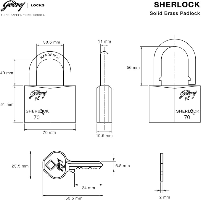 Godrej Brass padlock 70mm