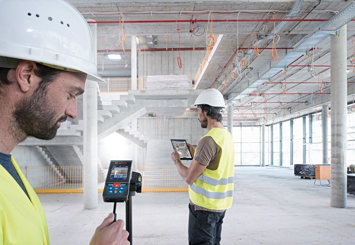 Bosch Professional Laser Measure Glm 50-27 C (Range: Up To 50M, Robust, Ip65, Data Transfer Via Bluetooth, 2X Aa Batteries, Hand Strap, Pouch)