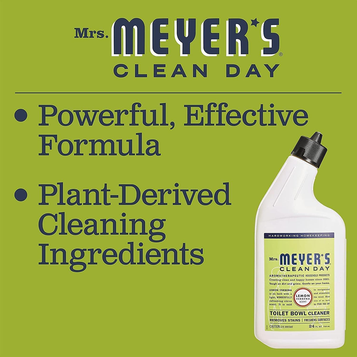 Limpiador de inodoros Mrs. Meyer's Clean Day Mrs. Meyer's, verbena de limón, paquete de 24 onzas - 1 Na