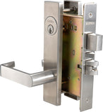 Commercial Heavy Duty Mortise Lockset Door Lever Lock Non-Handed Grade 1 Door Handle - Rose Only Keyed Lever Lockset, ADA, US32D Satin Chrome Finish for Classroom Door