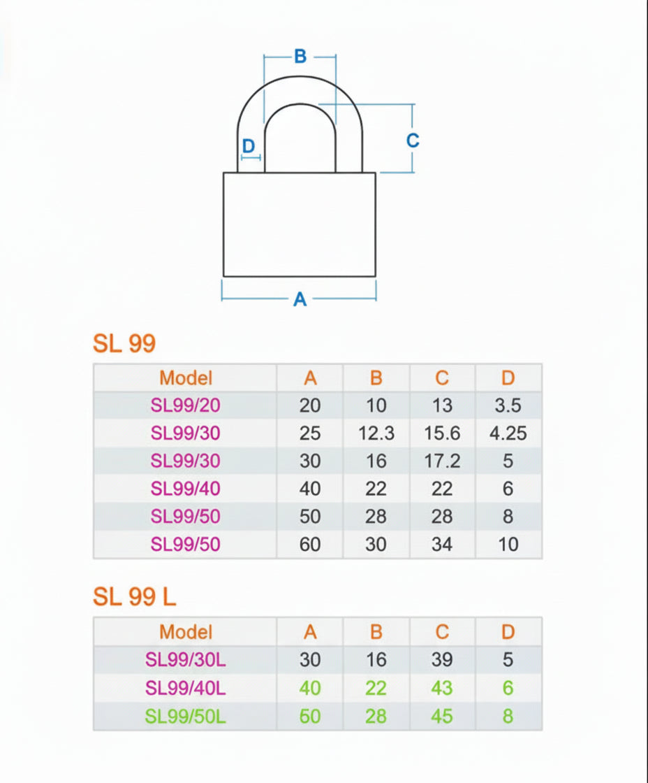 Solex Solid Brass Padlock SL 99 50mm
