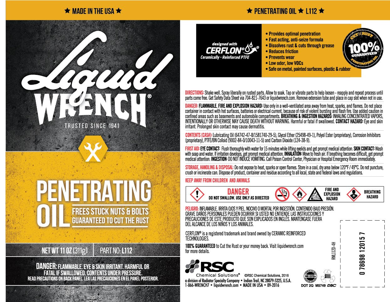 Liquid Wrench Penetrating Oil Spray (11oz, 11 ounces, Prevent Corrosion)