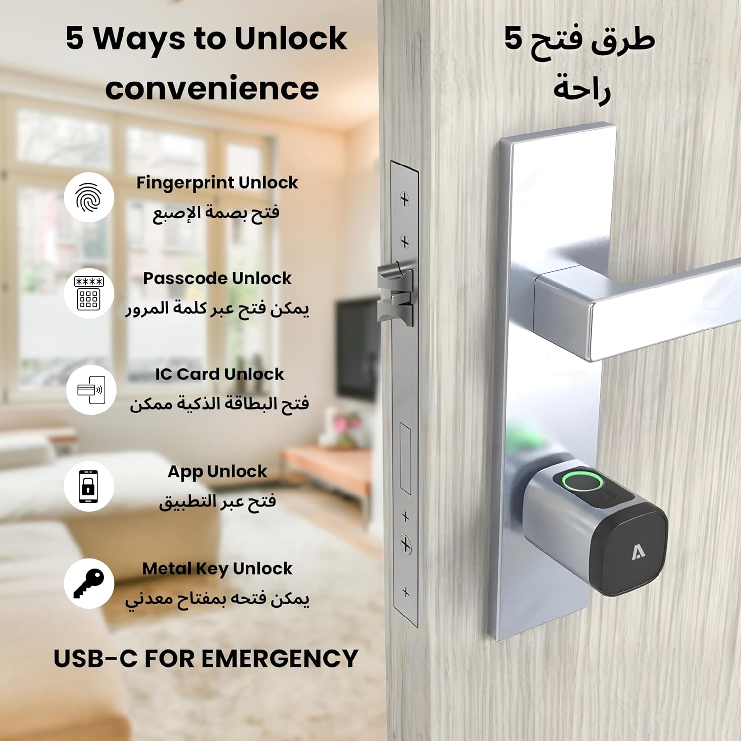 Altix CL1X TUYA Smart Door Lock Keyless | Fingerprint & Passcode | Bluetooth | Keycard & Key | DIY Install | Suitable for Home, Office | Highly Secure | Adjustable Length 60-90mm | Pearl Chrome NEW