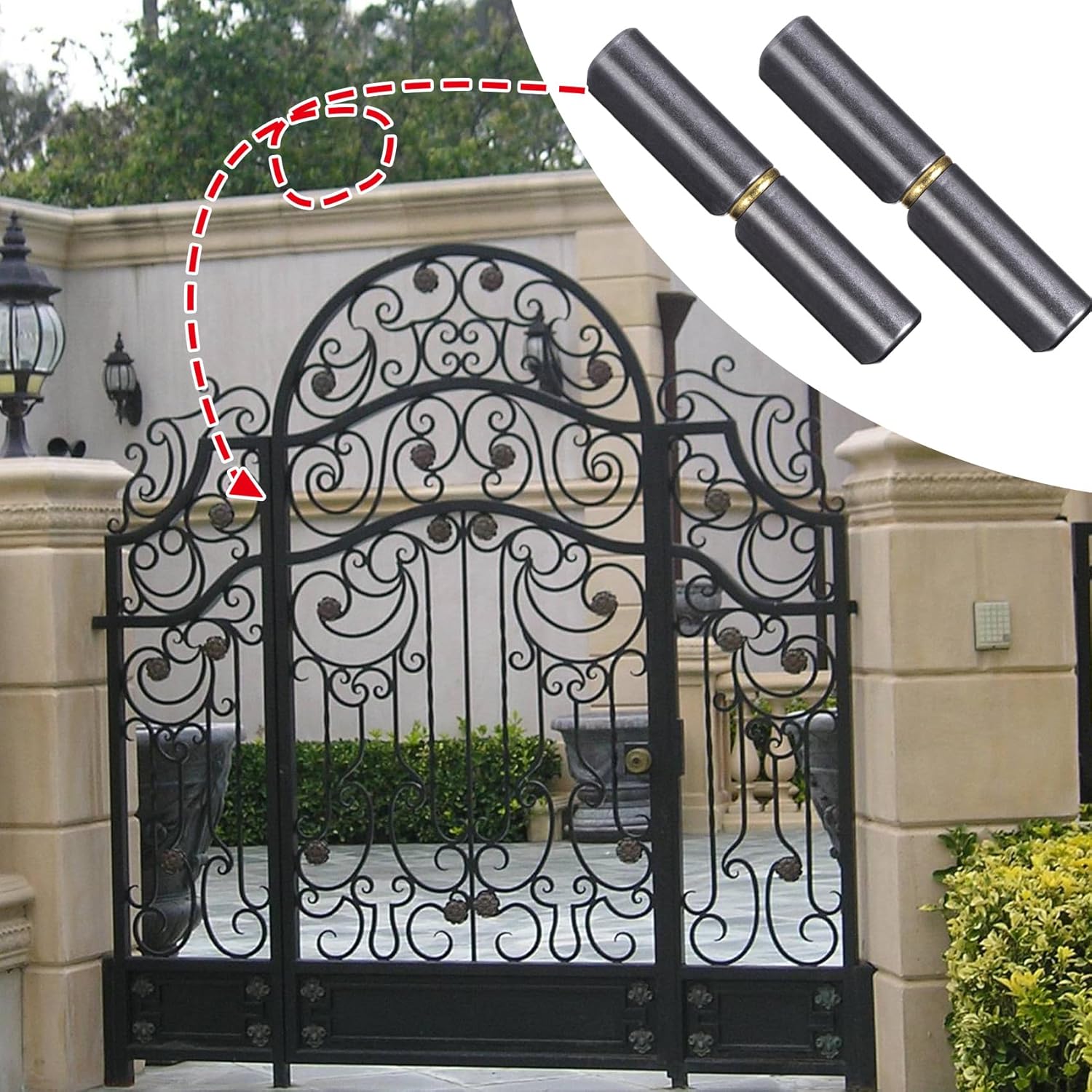 مفصلات برميلية ملحومة، مفصلات بوابة من الفولاذ الكربوني المتين، طول 2-1/2 بوصة وقطر 3/8 بوصة، مفصلة رصاصية دائرية قابلة للفصل لمنحدر المقطورة، باب متأرجح، بوابة قيادة، دبوس قطر خارجي 0.23 بوصة 