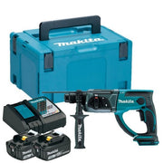 Makita Combination Hammer (SDS-Plus) 20mm 2x 3Ah Battery & Charger + D-74136 Bits ( DHR202RFJ )