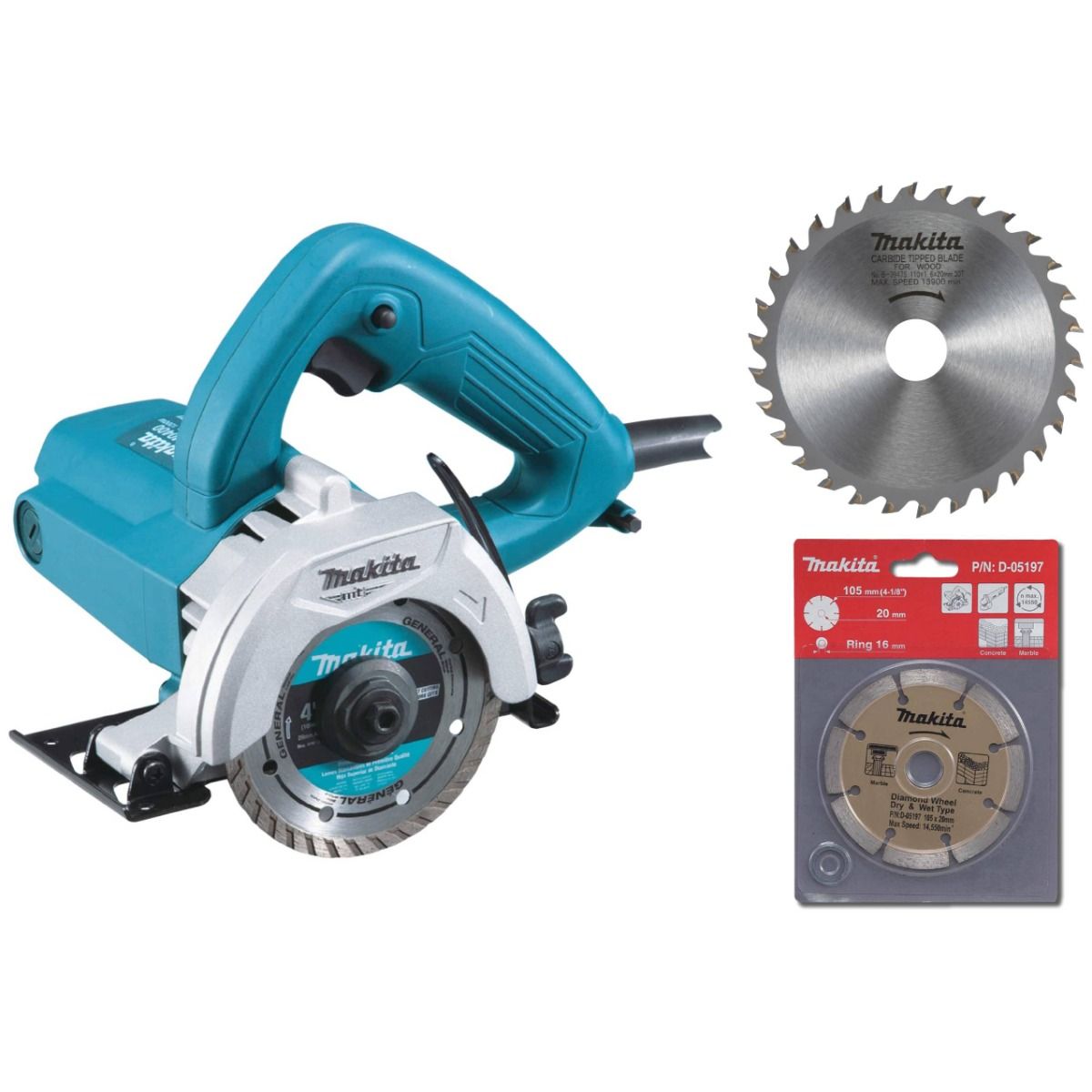Makita MT Series Cutter 110mm (4")+ 1x Diamond Blade + 1x Wood Blade M0400BC