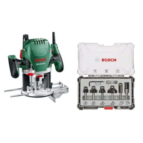 Bosch POF 1400 Router + Router Bit Set-6m Trim& Edging