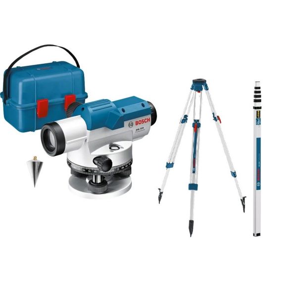 Bosch GOL 32 D PROF. OPTICAL LEVEL + GR 500 Prof Levelling Staff 5 Meters + BT 150 PROF. BLDG. TRIPOD