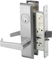 Yale 8808FL RH AUCN 626 L/CYL 8800 Mortise Lockset, Grade 1, Escutcheon Plate, Classroom, RH Field Reversible, Cylinder Not Included, 626 Satin Chrome Finish