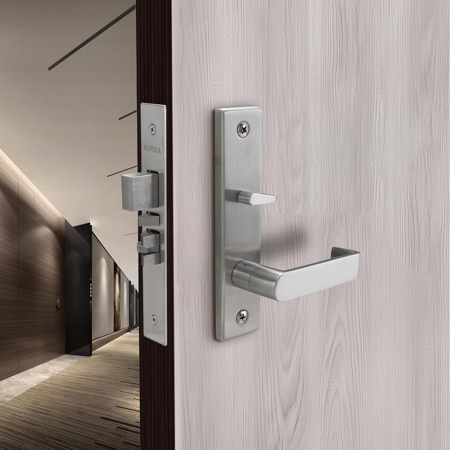 Commercial Heavy Duty Mortise Lockset Door Lever Lock Non-Handed Grade 1 Door Handle - Rose Only Keyed Lever Lockset, ADA, US32D Satin Chrome Finish for Classroom Door