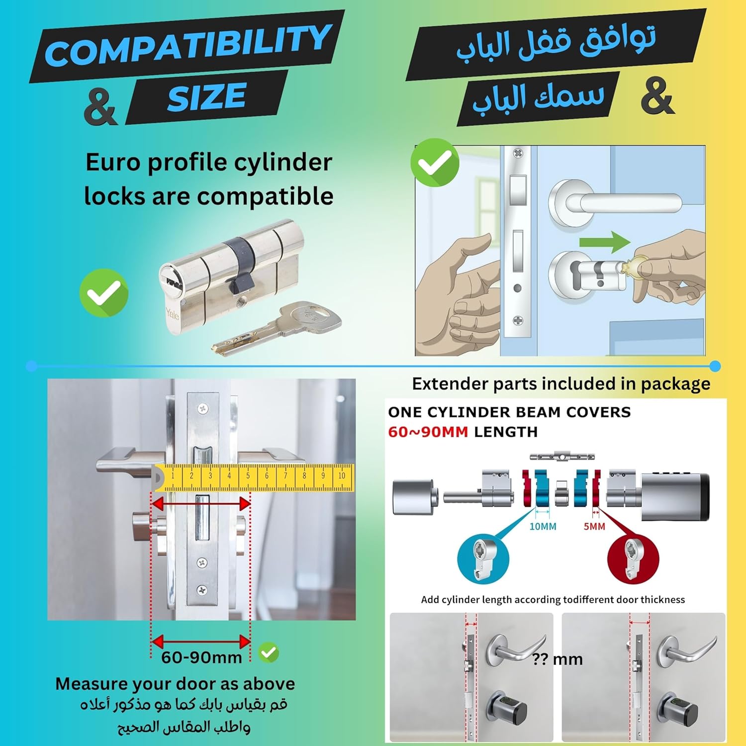 Altix CL1X TUYA Smart Door Lock Keyless | Fingerprint & Passcode | Bluetooth | Keycard & Key | DIY Install | Suitable for Home, Office | Highly Secure | Adjustable Length 60-90mm | Pearl Chrome NEW