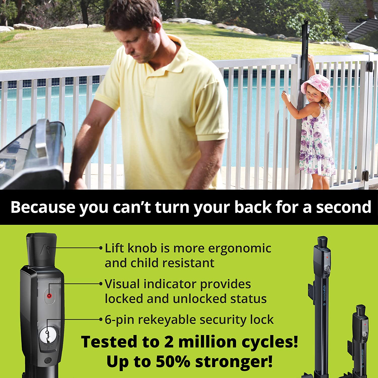 Pool Safety Magna Latch Gate Latch N346-212 Black