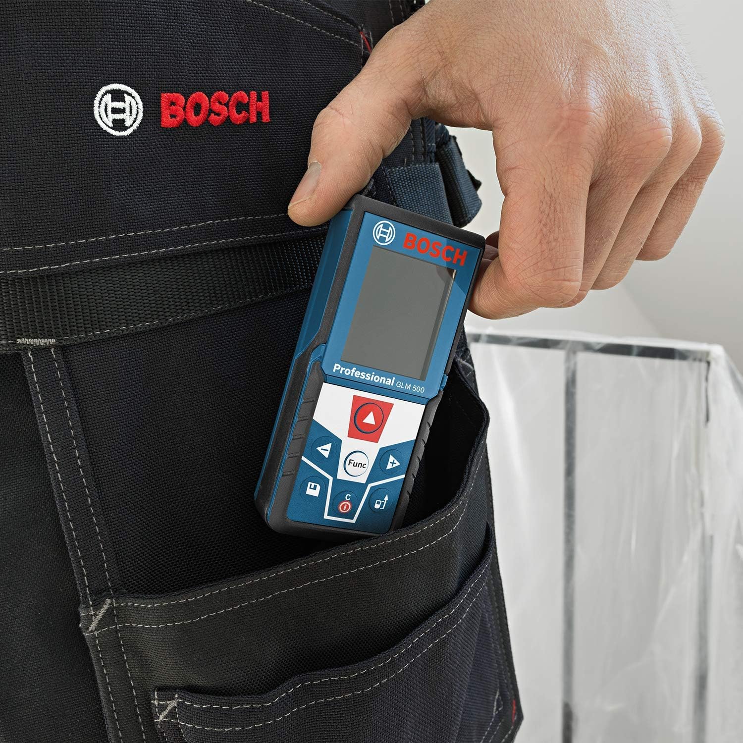 Bosch Professional Laser Measure Glm 50-27 C (Range: Up To 50M, Robust, Ip65, Data Transfer Via Bluetooth, 2X Aa Batteries, Hand Strap, Pouch)