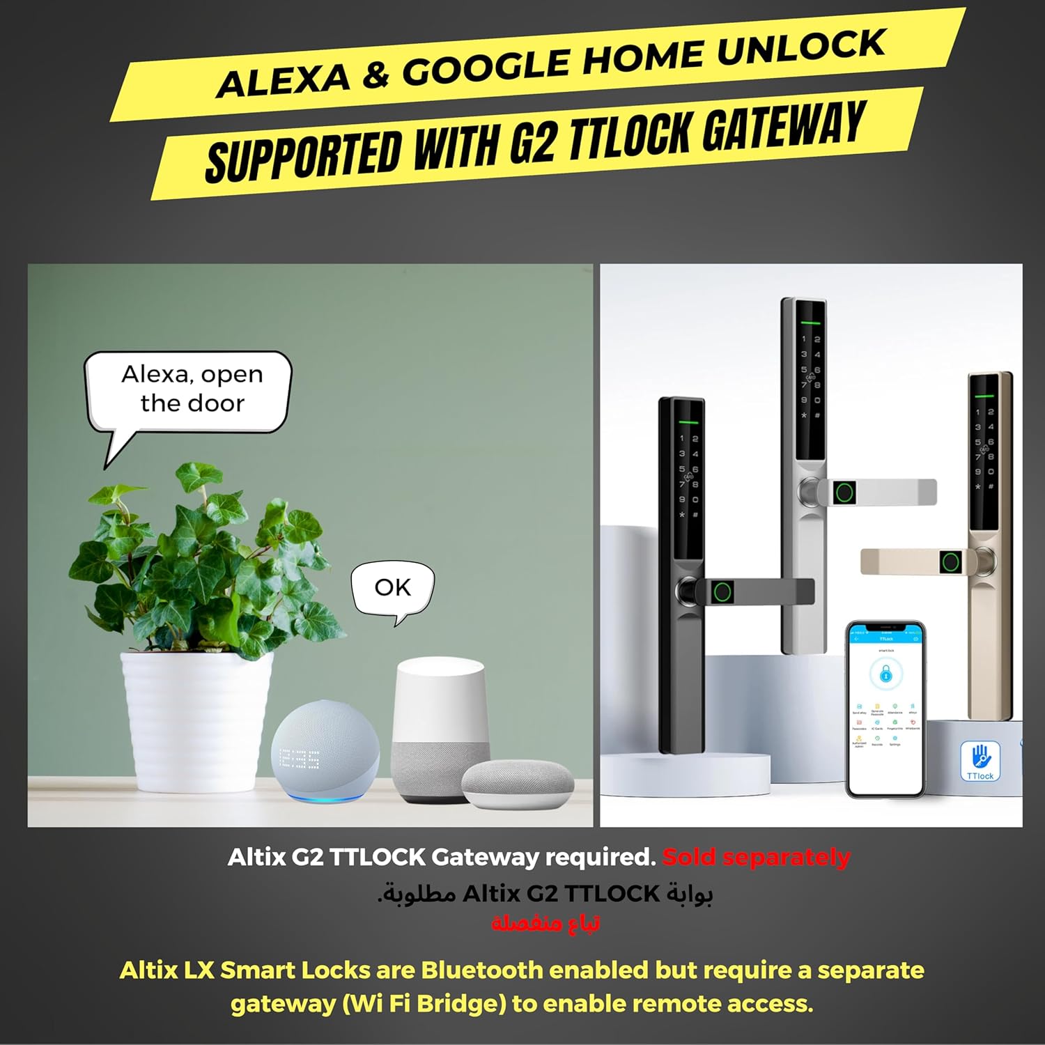 Altix A5FF Premium Smart Door Lock – Double-Sided Fingerprint, Keyless Entry, Slim Stainless Steel Design, IP65 Waterproof, TTLock App, Bluetooth, Keypad & IC Card Unlock