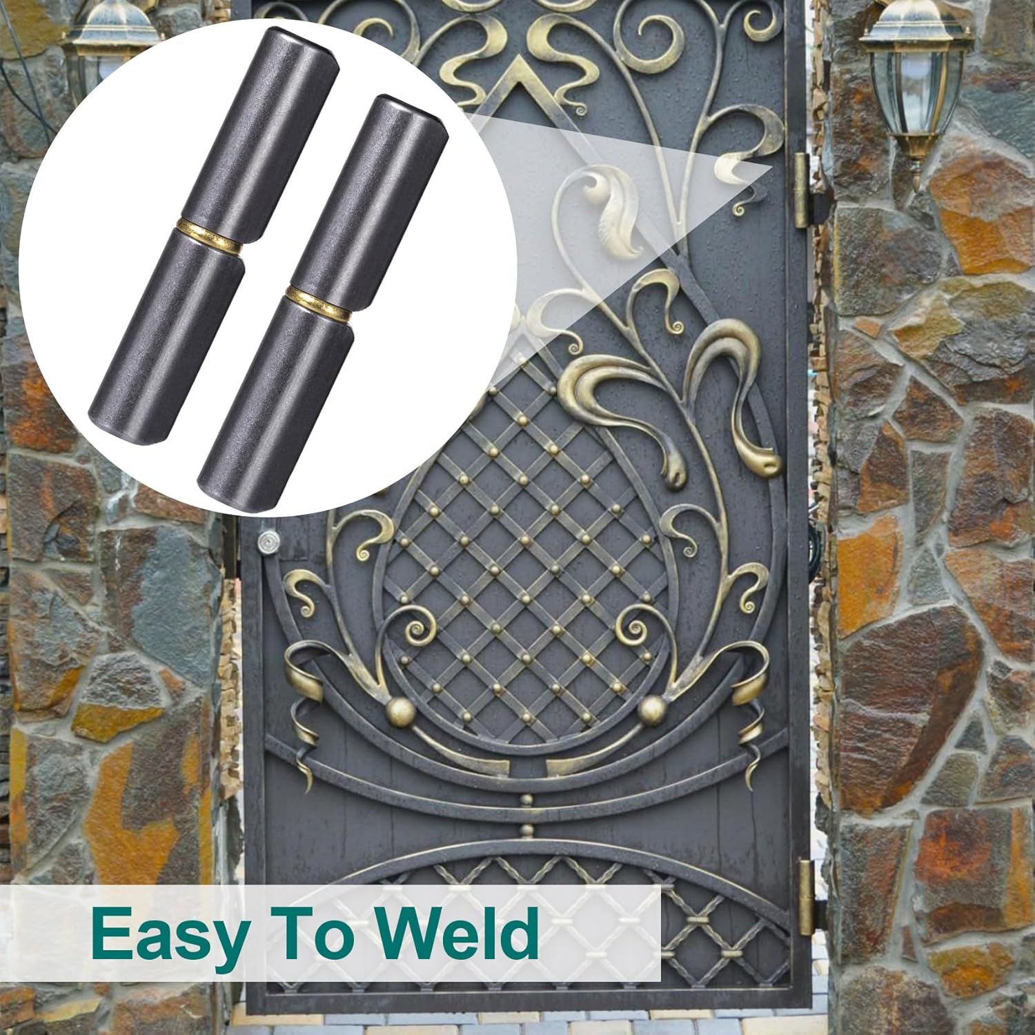 مفصلات برميلية ملحومة، مفصلات بوابة من الفولاذ الكربوني المتين، طول 2-1/2 بوصة وقطر 3/8 بوصة، مفصلة رصاصية دائرية قابلة للفصل لمنحدر المقطورة، باب متأرجح، بوابة قيادة، دبوس قطر خارجي 0.23 بوصة 