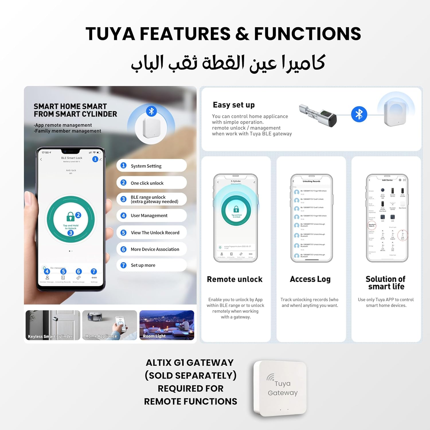 Altix CL1X TUYA Smart Door Lock Keyless | Fingerprint & Passcode | Bluetooth | Keycard & Key | DIY Install | Suitable for Home, Office | Highly Secure | Adjustable Length 60-90mm | Pearl Chrome NEW