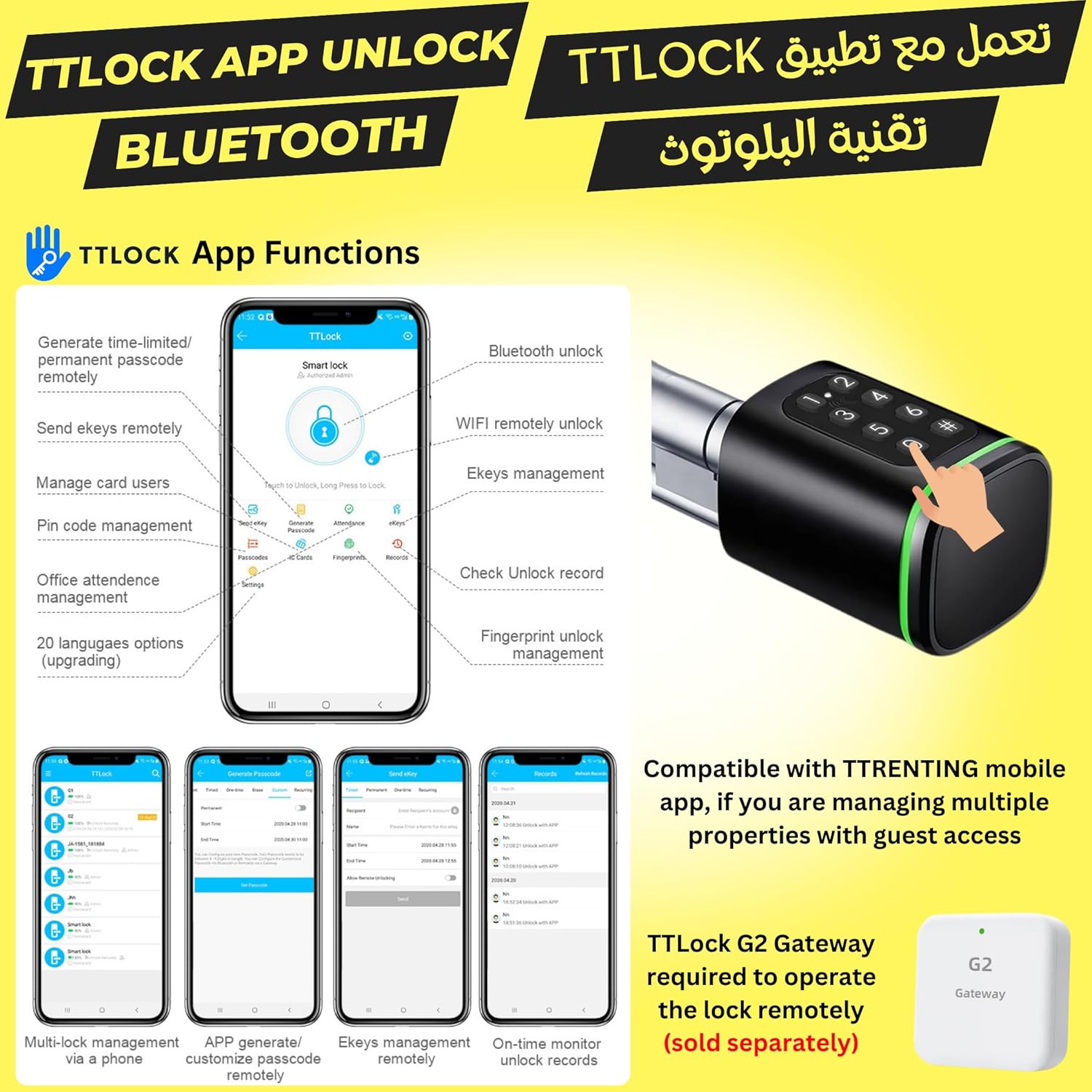 Altix CL1X TUYA Smart Door Lock Keyless | Fingerprint & Passcode | Bluetooth | Keycard & Key | DIY Install | Suitable for Home, Office | Highly Secure | Adjustable Length 60-90mm | Pearl Chrome NEW