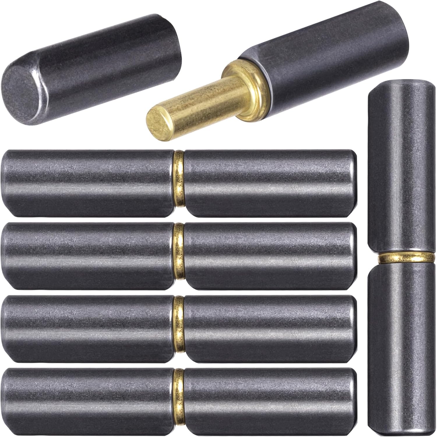 مفصلات برميلية ملحومة، مفصلات بوابة من الفولاذ الكربوني المتين، طول 2-1/2 بوصة وقطر 3/8 بوصة، مفصلة رصاصية دائرية قابلة للفصل لمنحدر المقطورة، باب متأرجح، بوابة قيادة، دبوس قطر خارجي 0.23 بوصة 