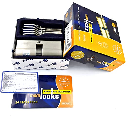 MSM Brass Cylinder 5 computer keys with rubber grip, spanish (100mm, silver)