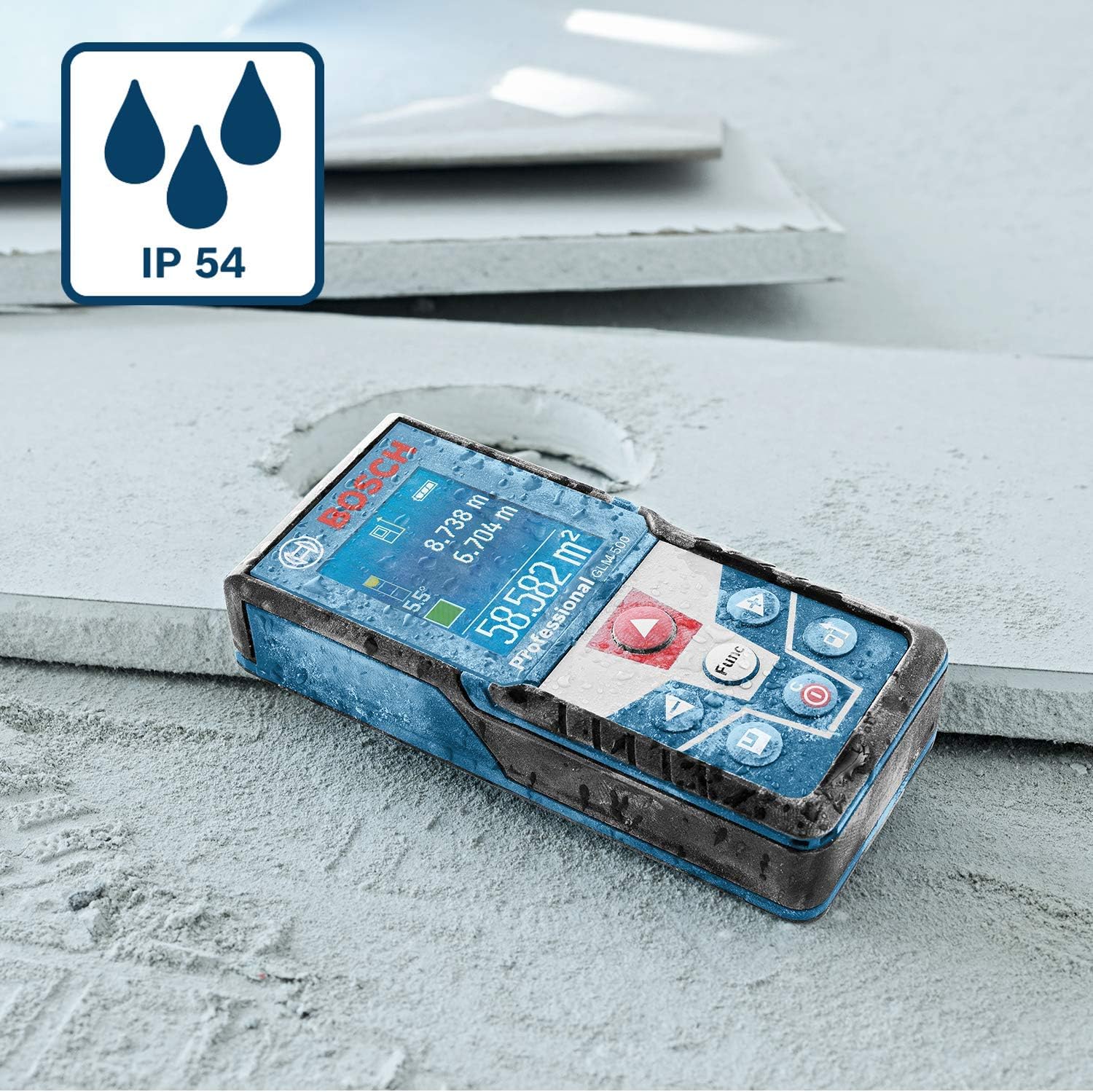 Bosch Professional Laser Measure Glm 50-27 C (Range: Up To 50M, Robust, Ip65, Data Transfer Via Bluetooth, 2X Aa Batteries, Hand Strap, Pouch)