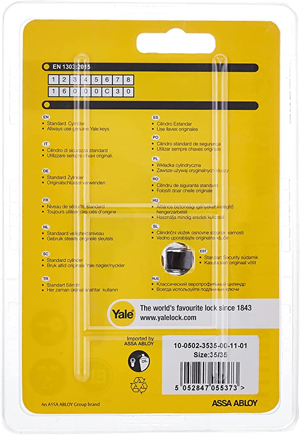 Yale 500 series Double Euro Cylinder 70mm 10-0502-3535-00-11-01 Chrome