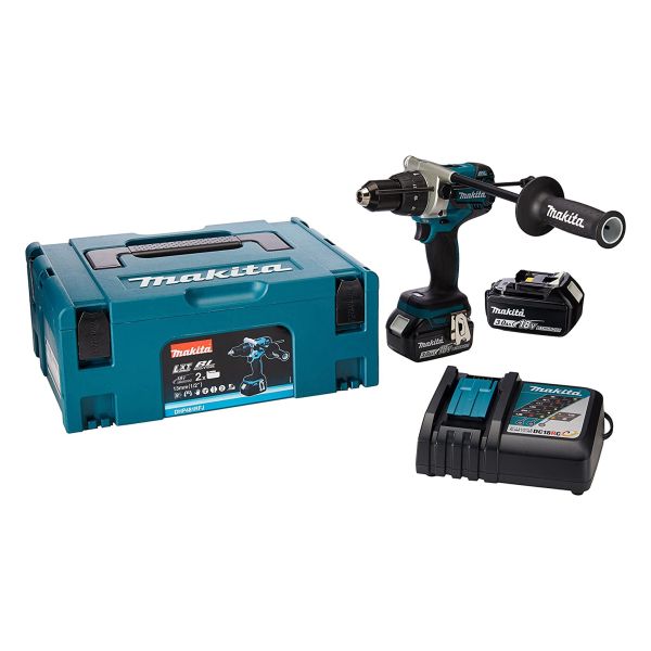 Makita Cordless Hammer Drill Brushless Motor 18V 3.0Ah With 2Battery + 1Charger DHP481RFJ