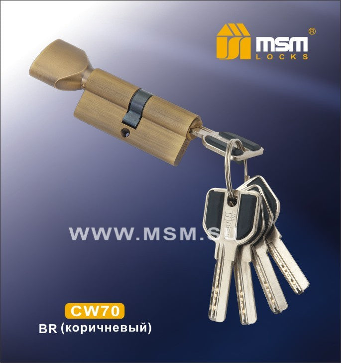 Door Cylinder MSM 70mm key+knob (35-35)