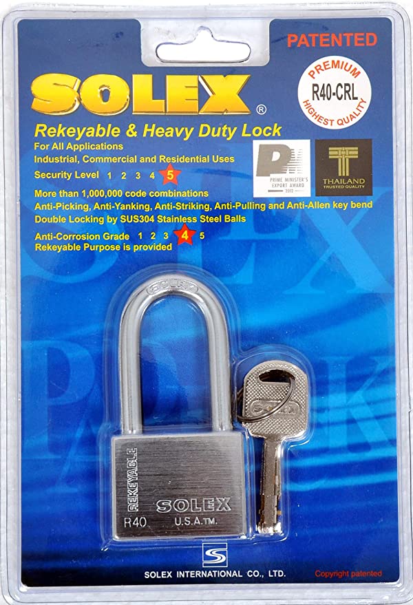 Solex Chrome Padlock Long 40mm