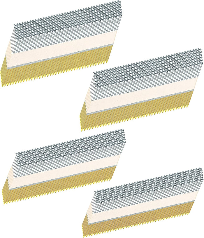 HW HAMWOO 34°Framing Nails,D Head Nail Pack,960-Pack (2"- 240Pcs,2-1/2"- 240Pcs,3"- 240Pcs, 3-1/2"- 240Pcs),Hot Dipped Galvanized Paper Tape Strip Nails,Ring Shank,for 30 to 34 Degree Framing Nailer