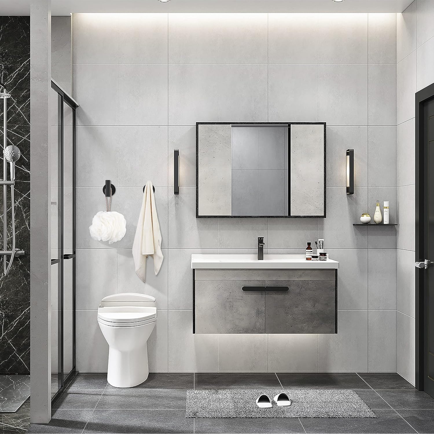 Towel Coat Hooks SUS304 Stainless Steel Bathroom Bathroom Hardware Clothes Garage Hotel Cabinet Closet Sponges Robe Hook Wall Mounted Kitchen Heavy Duty Bath Door Hanger