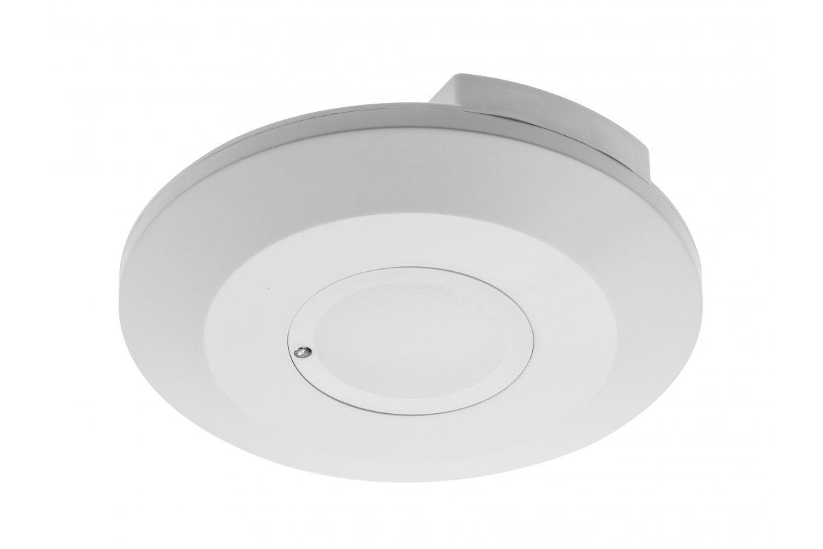 Microwave motion sensor CM-3 MINI, max 2000W, AC220-240V, 50/60Hz, angle 360°, range 1-8m ± 2- 6m, IP20, working with LED, surface mounted, white housing