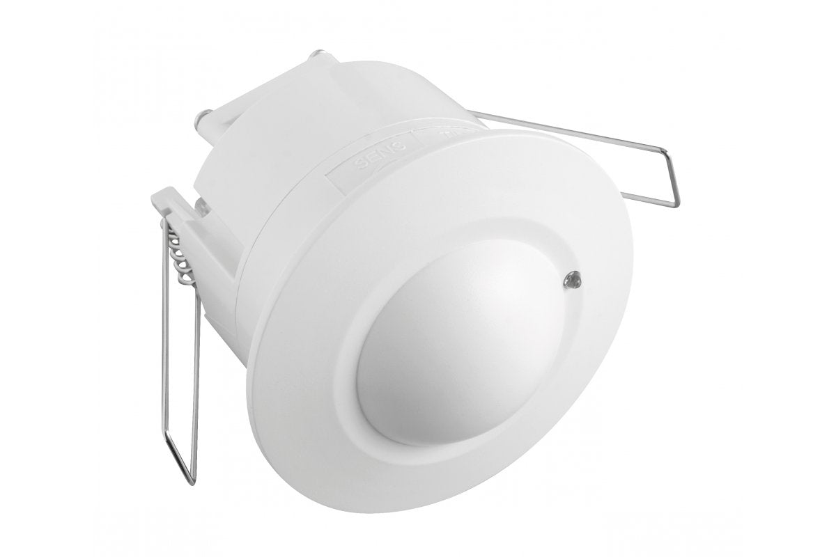 Microwave motion sensor CM-5, max 1200W, AC220-240V, 50/60Hz, angle 360°, range 1-8m ± 1,5- 3,5m, IP20, working with LED, recessed, white housing